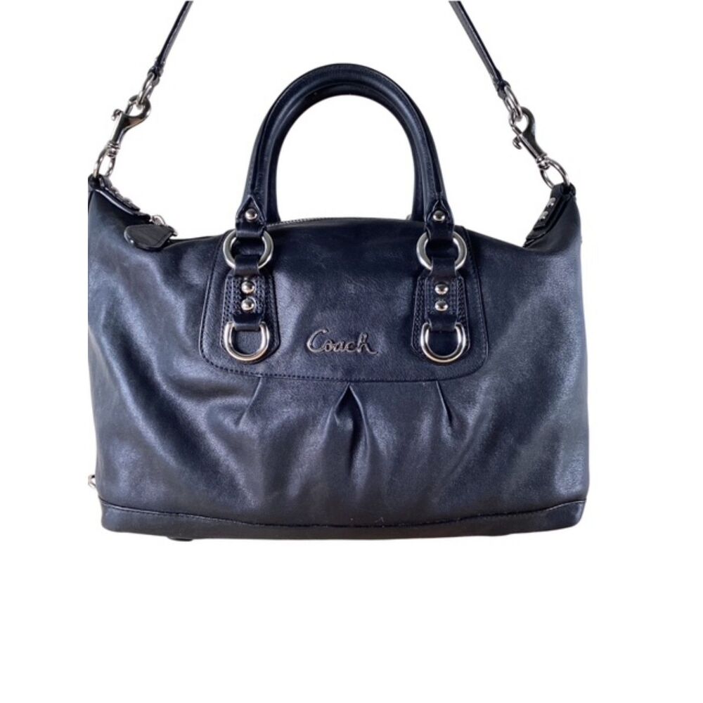 Coach Womens Black Leather Satchel Shoulder Bag Handbag CH119 F16445 Purse